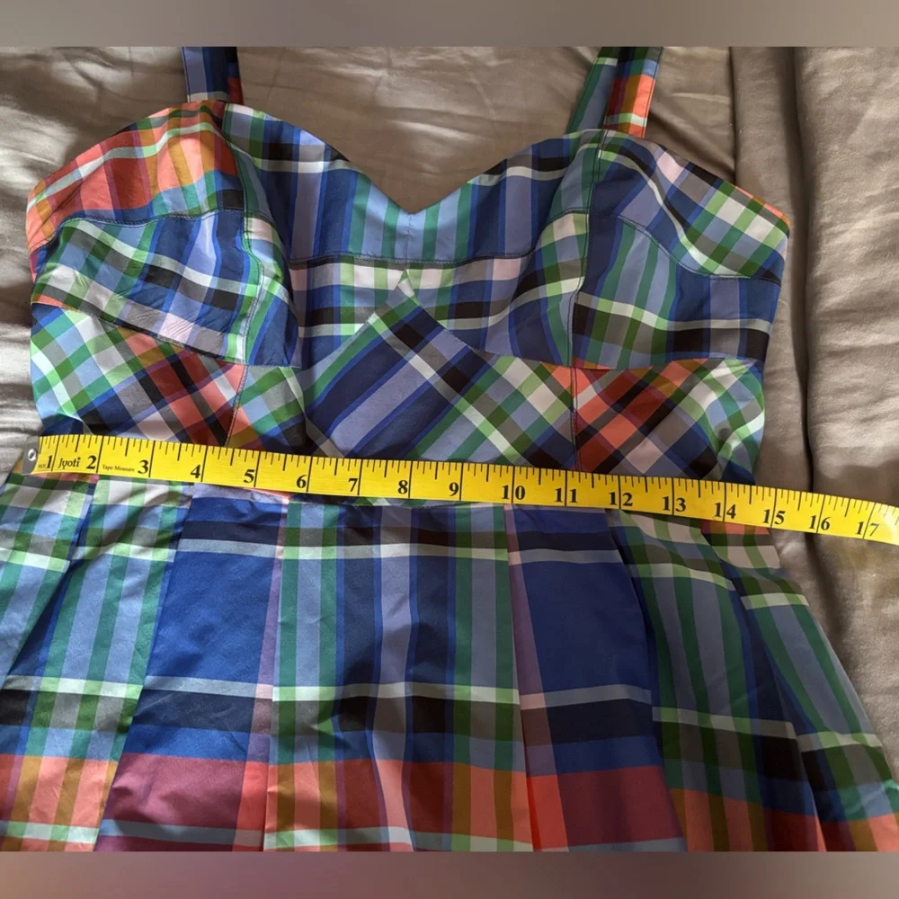 Anthropologie Multicolor Plaid Midi Dress - Blue, Green, Red - Picture 11 of 15